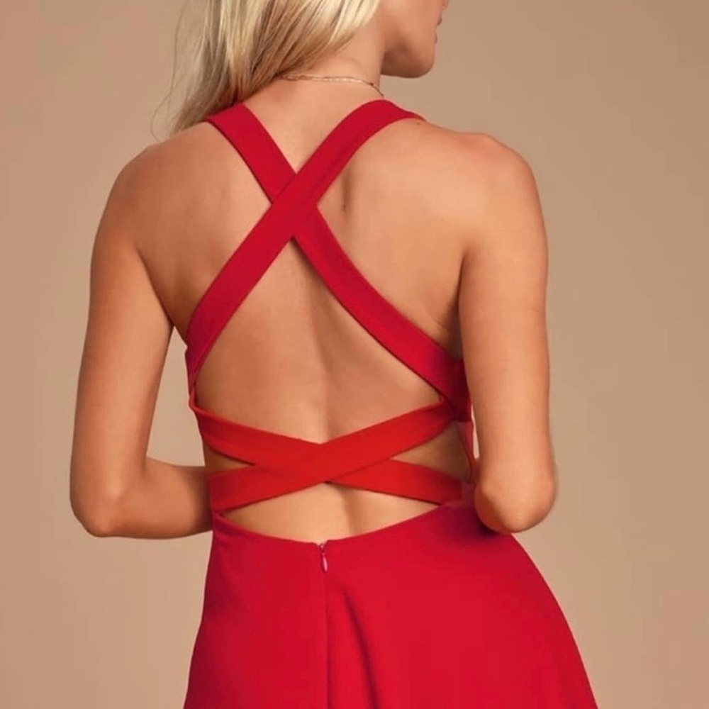 🖤Lulus Pink Strappy Back Backless Skater Dress, XS